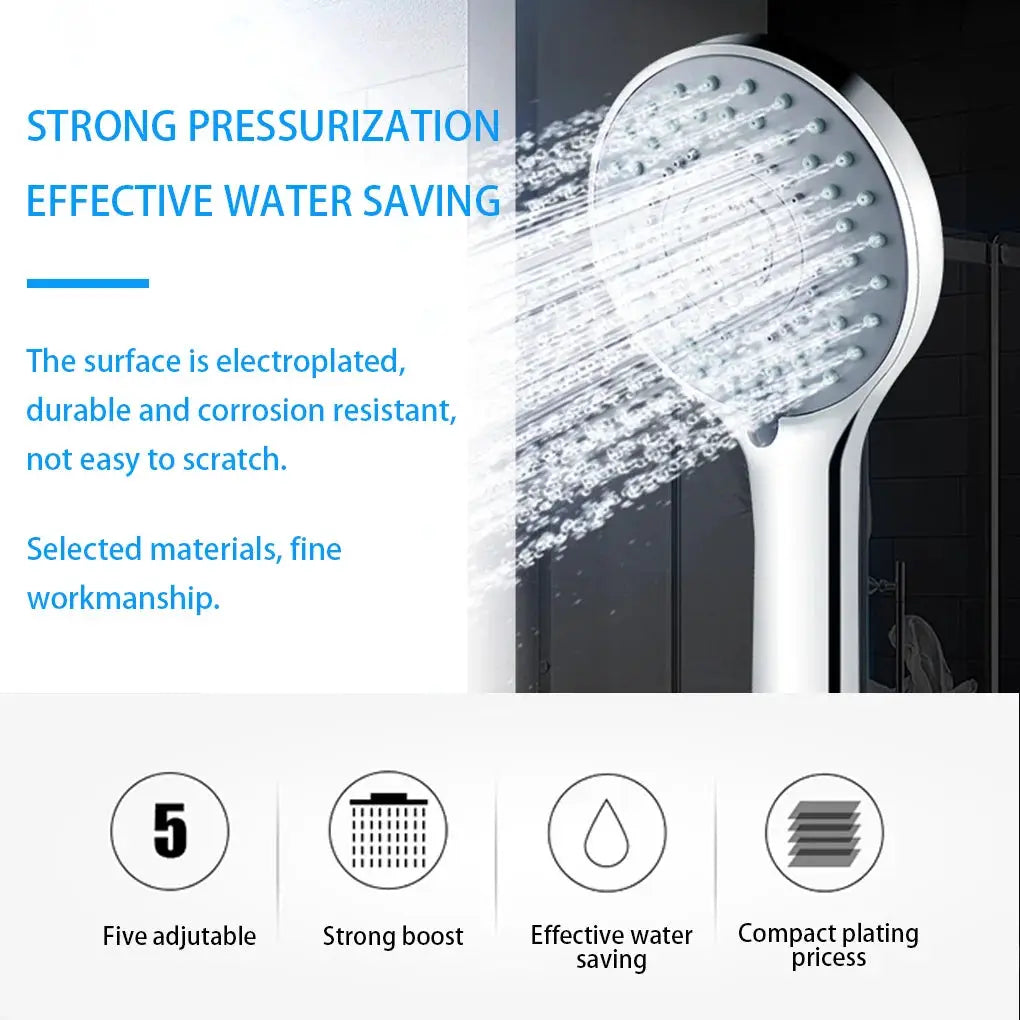 Simples Market bathroom handheld shower head with 5 adjustable spray modes and water-saving design.