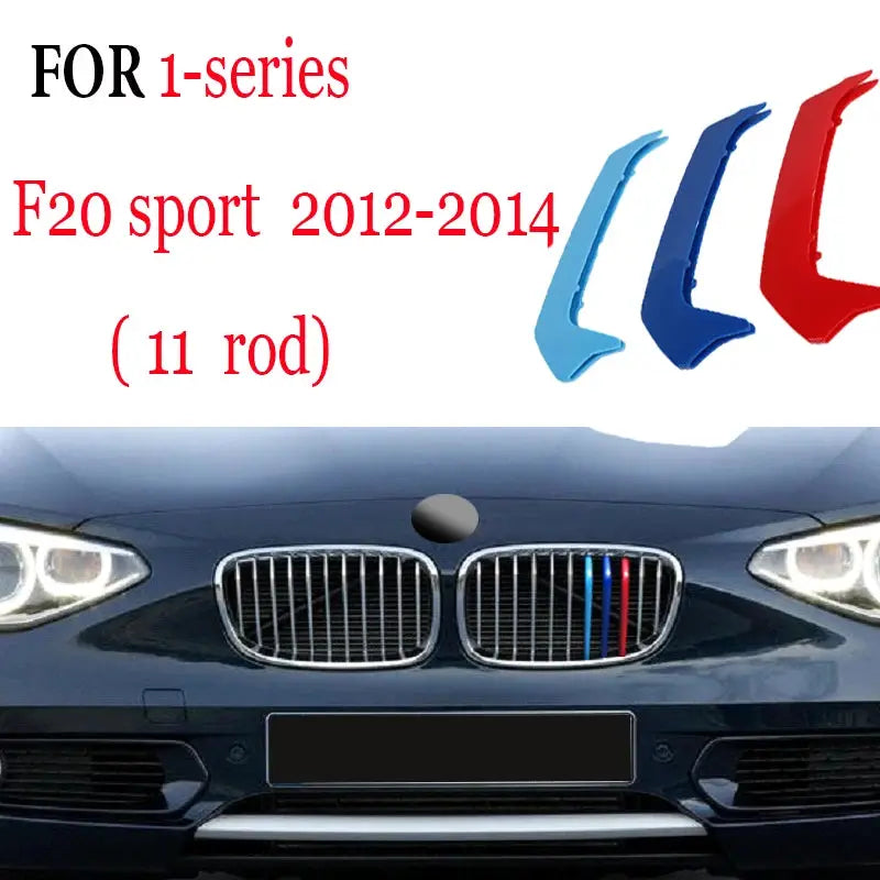 Simples Market 3Pcs Front Grille Trim Strips for BMW Series 1–8 with blue and red accents
