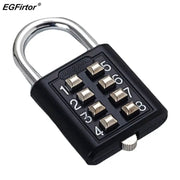8-digit combination padlock by Simples Market with keypad, black zinc-alloy body and silver shackle