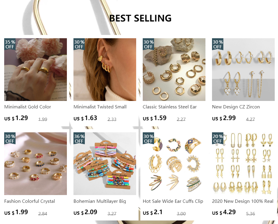 Earrings by Simples Market: 8-piece gold-tone hoop, stud, and cuff assortment