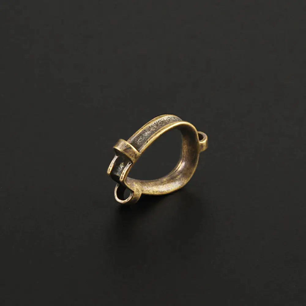 Brass paracord ring bead with small attachment loop, antique copper finish
