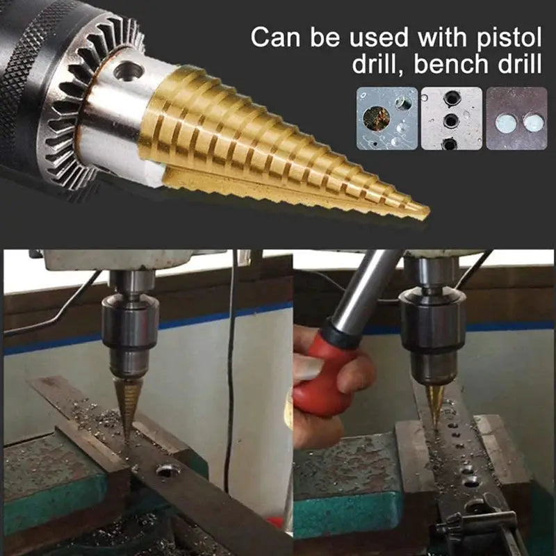 Titanium Coated HSS Step Drill Bit 4 To 32 Mm 4 To 20 Mm Metal Wood Hole Cutter Cone Design