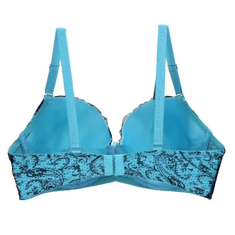 Push-up bra by Simples Market in turquoise lace with adjustable straps