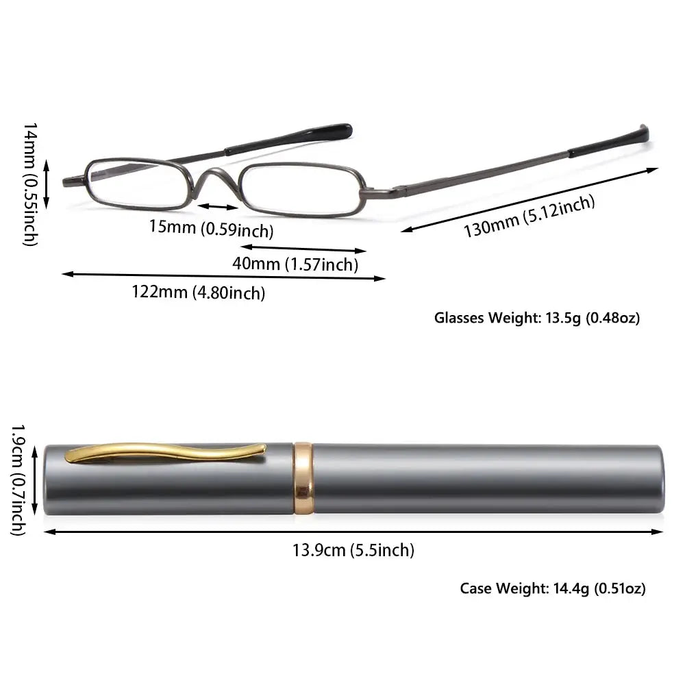 Elegant Reading Glasses Metal Frame Ultra Thin Design Lightweight Portable Mini Eyewear For Men And Women With Case
