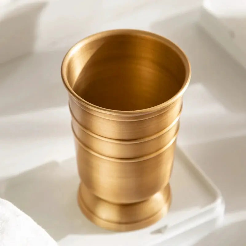 Simples Market golden brushed brass toothbrush holder with retro copper finish for bathroom.