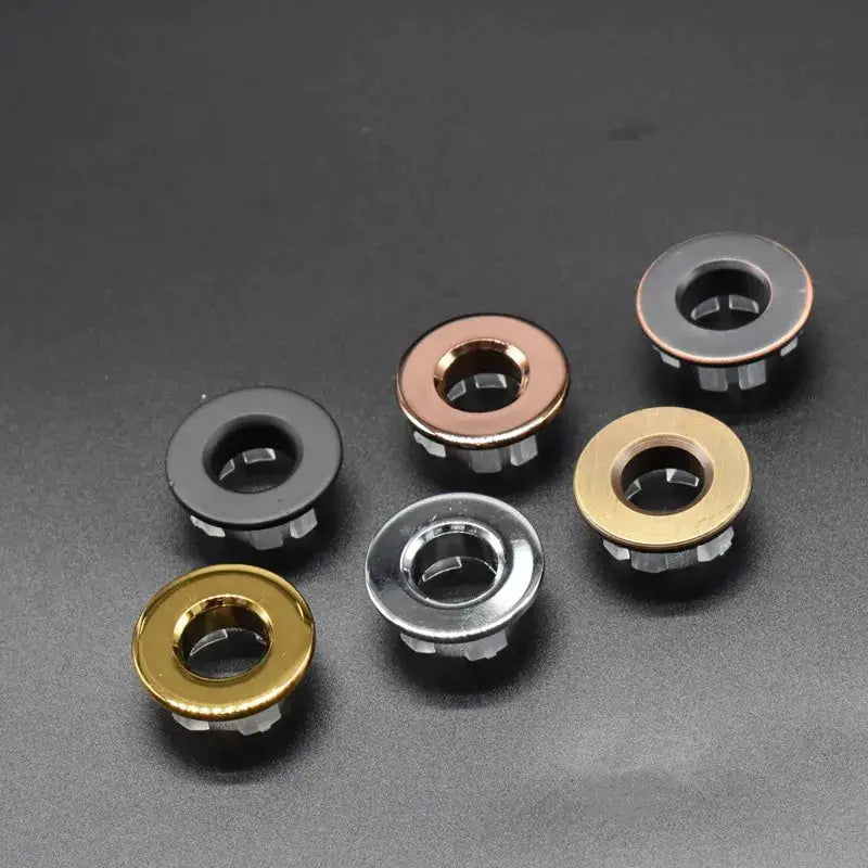 Overflow hole decorative covers set, round sink inserts in copper/black/bronze/gold/silver (6 pcs) Simples Market