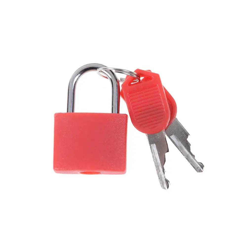 Padlock, red mini steel travel lock, Simples Market, with two keys