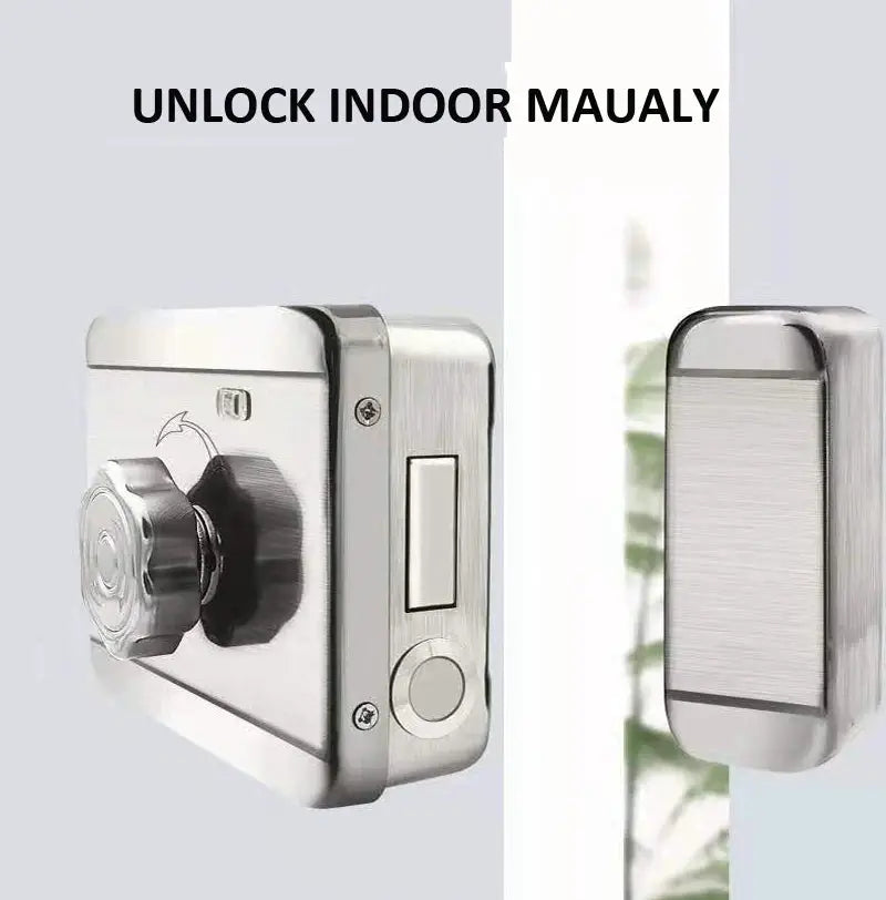Silver stainless steel fingerprint door lock for outdoor gate with turn knob and electronic design