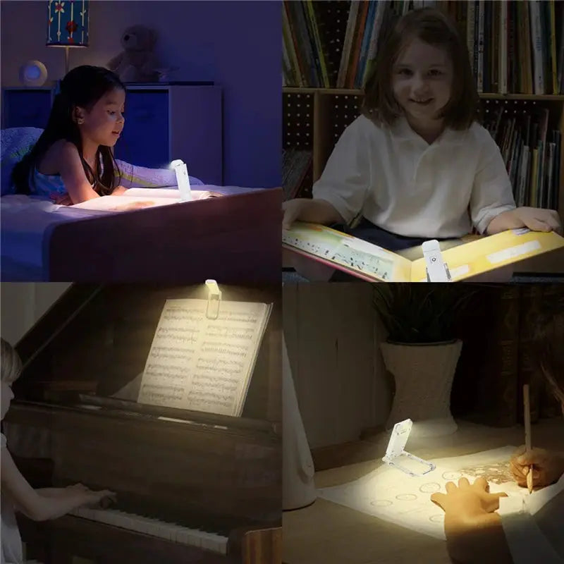 Simples Market LED USB rechargeable book light, white clip-on reading lamp for books with eye protection