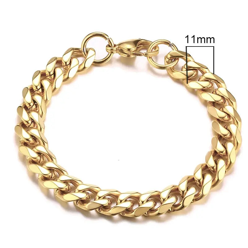 Vnox Stainless Steel Cuban Link Bracelet Unisex Curb Chain for Men and Women with Lobster Clasp