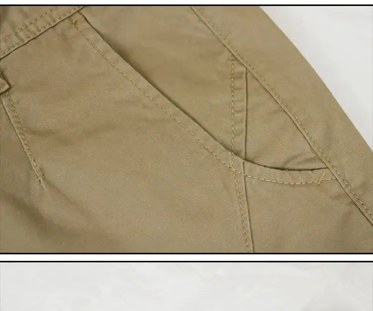 Khaki men's cargo tactical jogger pants with multi-pocket design by Simples Market