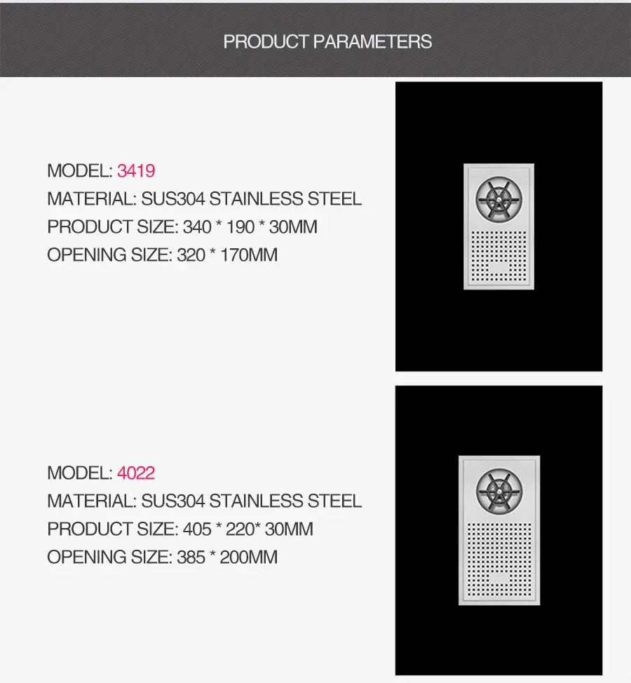 Cup washer for bar counters and kitchen sinks in brushed SUS304 stainless steel, models 3419 and 4022.
