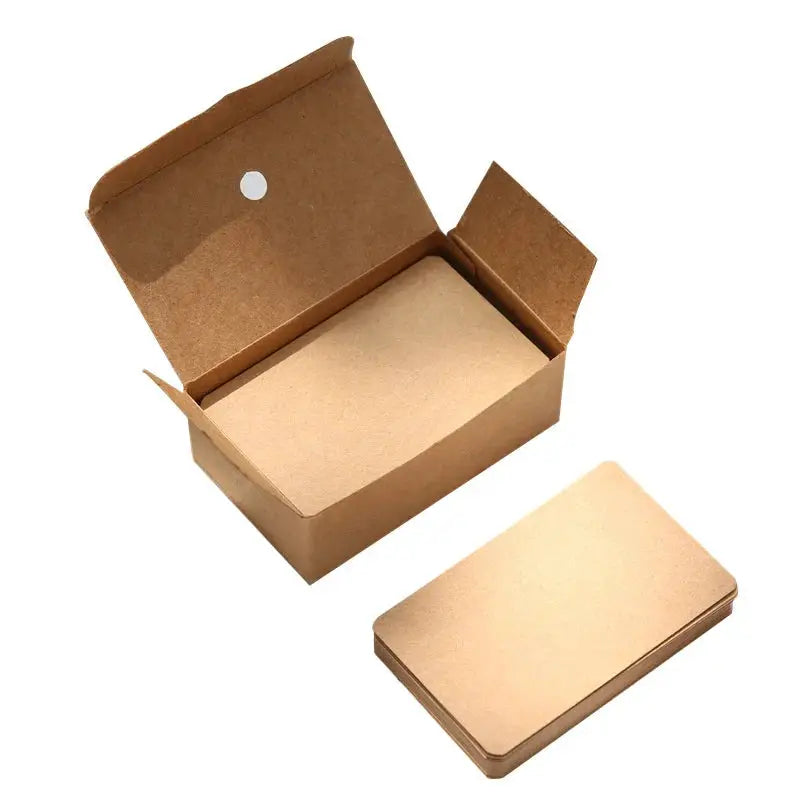 Kraft paper blank cards set, 100 pcs, brown color in a cardboard box