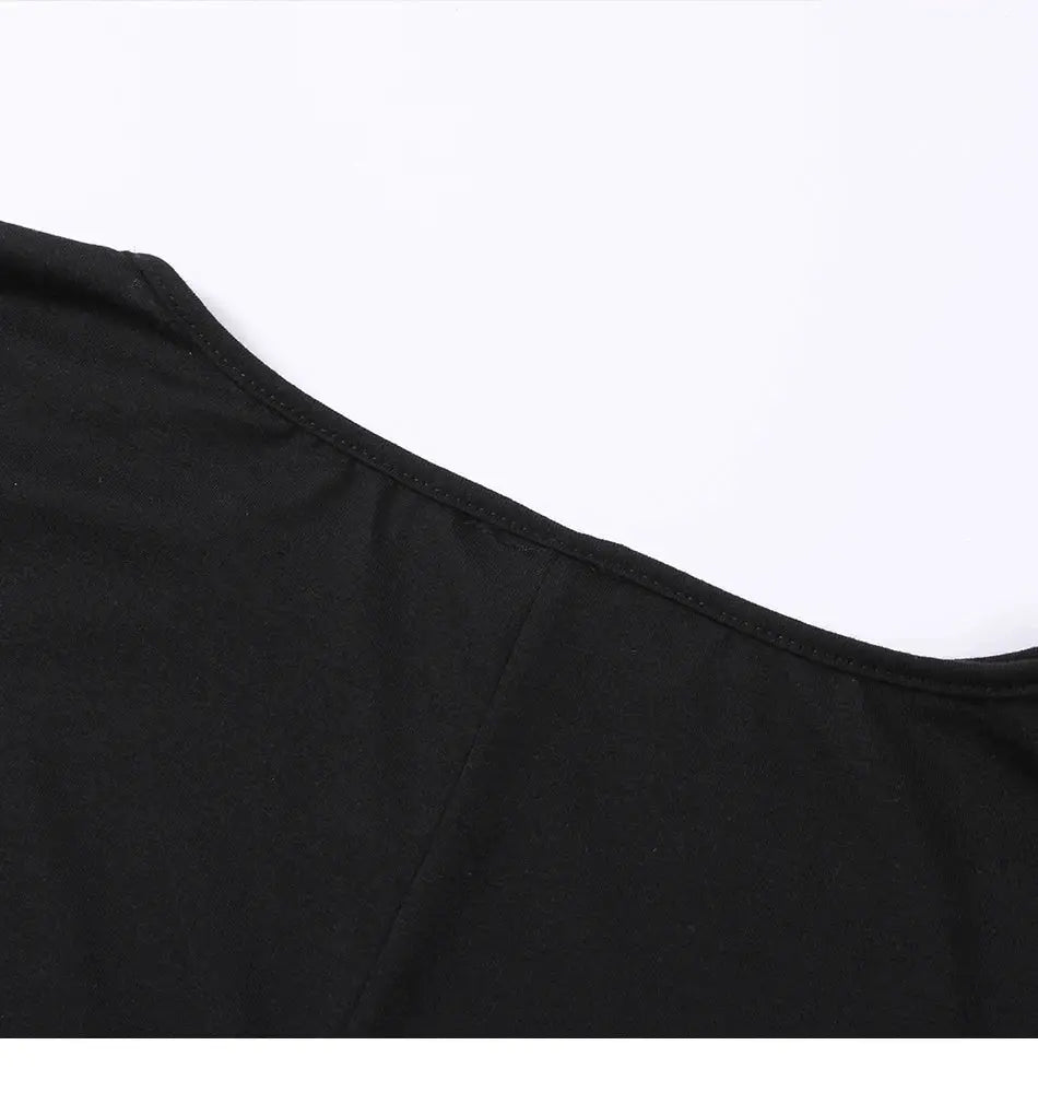 Cotton irregular women's blouse by Simples Market, black O-neck long-sleeve pullover top