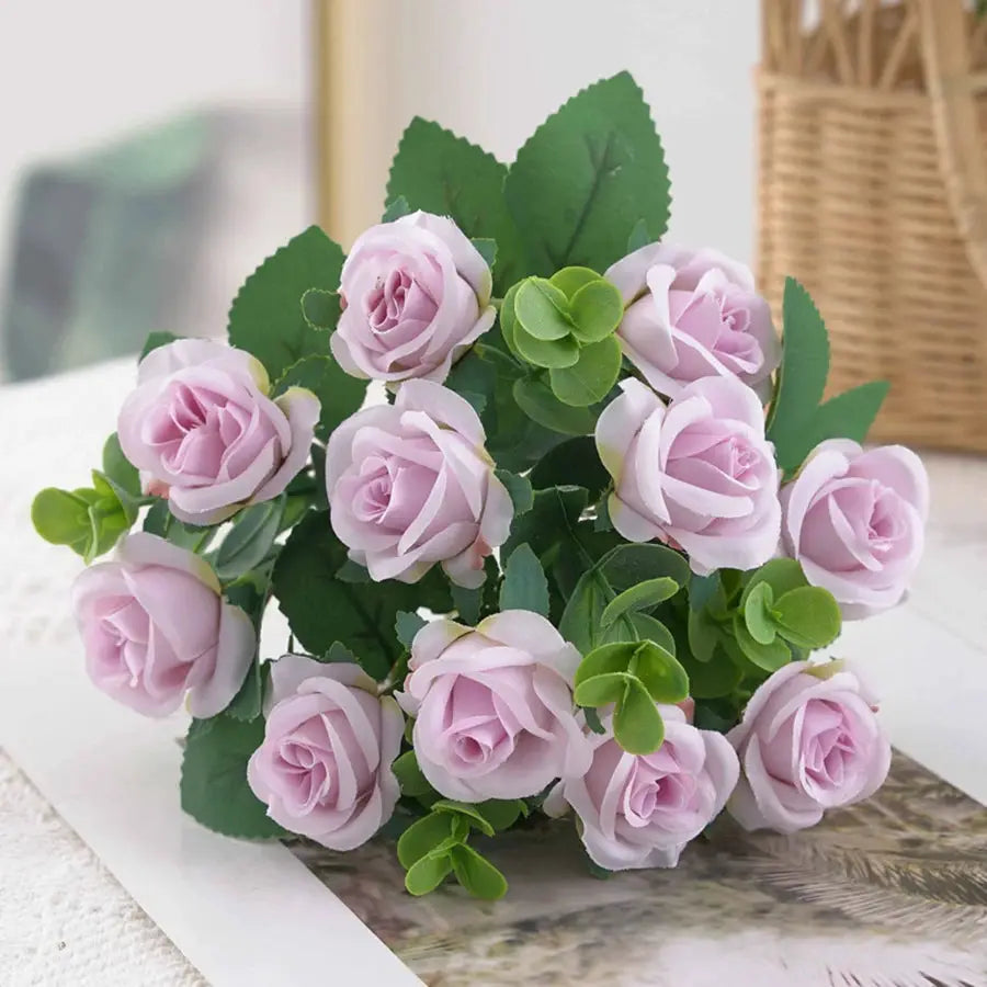Smr Artificial Flowers Vase For Home Decor Outdoor Garden Christmas Eucalyptus Leaves Silk Roses Bouquet