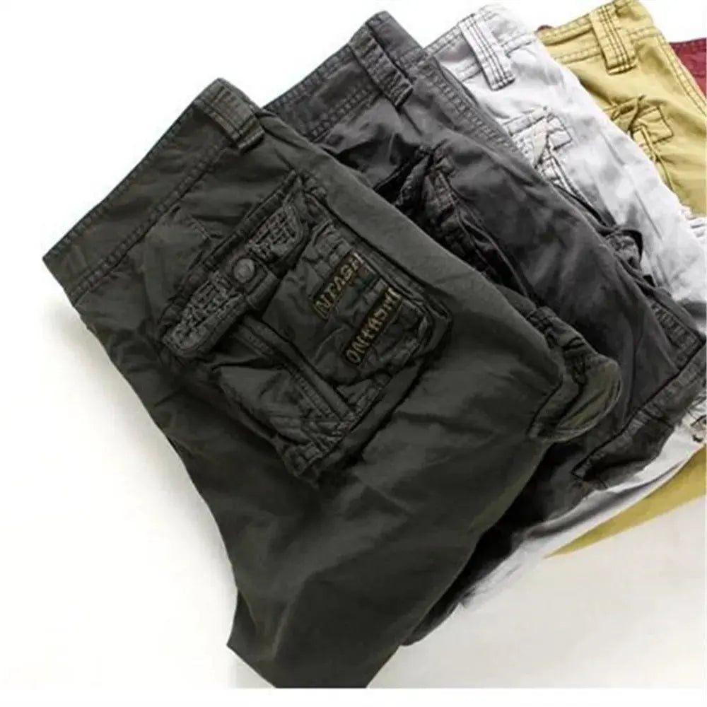 Simples Market men's casual cargo shorts, knee-length cotton jogger shorts in black and other solid colors