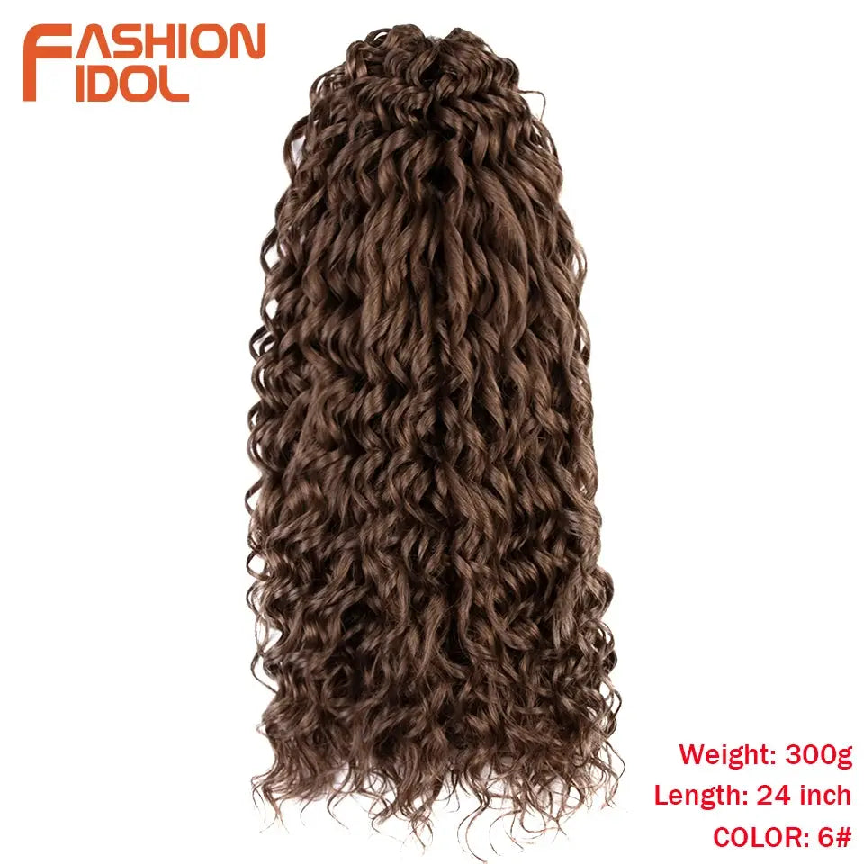 Fashion Idol Jessica Hair deep wavy twist crochet braids, color 6, 24in, 300g synthetic high-temp fiber extensions