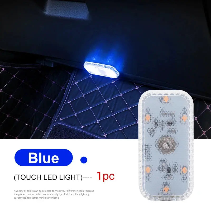 Mini Wireless LED Car Interior Light With Touch Control USB Rechargeable For Door Panels Footwells Trunk Ceiling Roof