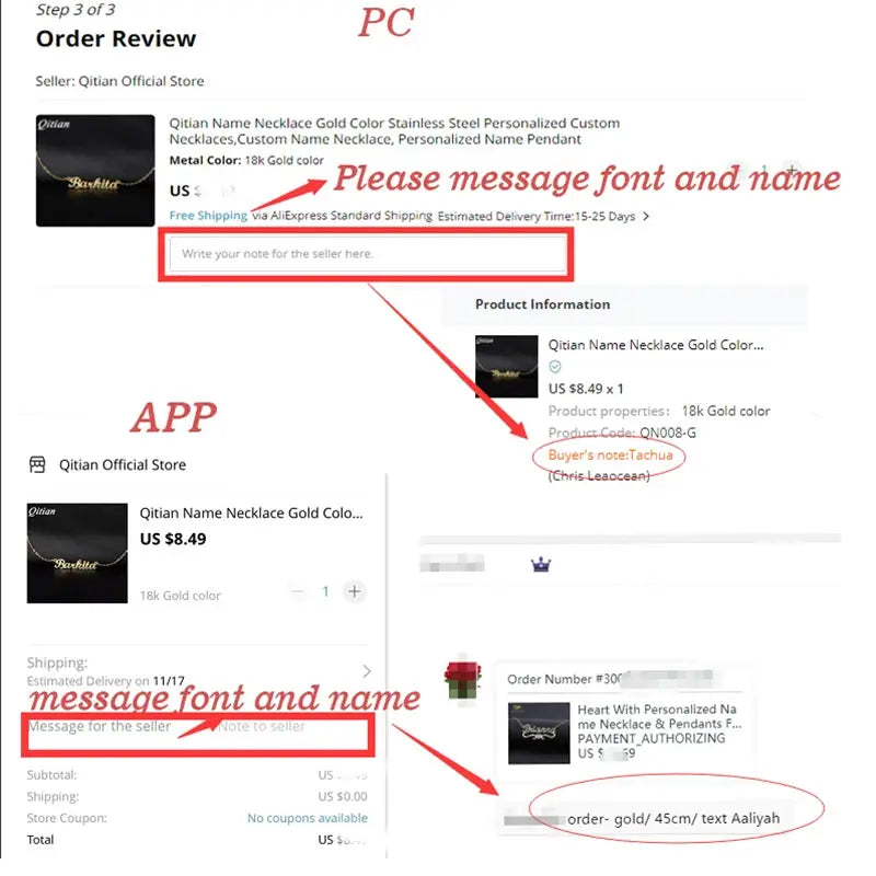 30mm-100mm Custom Bamboo Hoop Earrings by Simples Market, name inscription option, order-review screenshot.