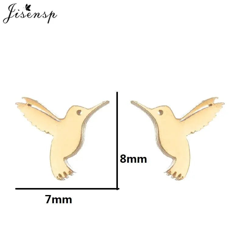Stainless Steel Stud Earrings For Women Fashion Jewelry Multiple Animal Designs Hummingbird Leaf Music Fairy Gift - Simples Market