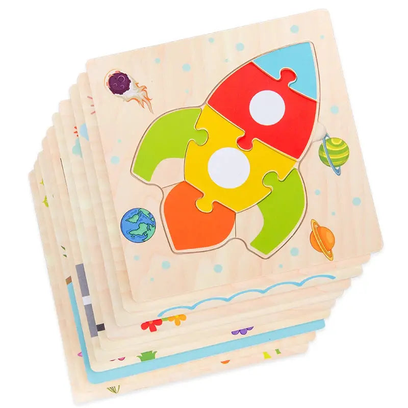 Wooden Baby 3D Puzzles Tangram Shapes Educational Cartoon Animals Jigsaw Toys Gift For Children To Boost Learning And Motor Skills