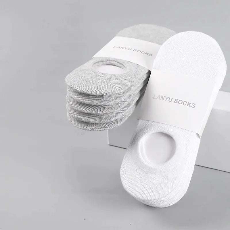 5 Pairs Mens Invisible No Show Ankle Socks Cotton Polyester Blend With Silicone Grip