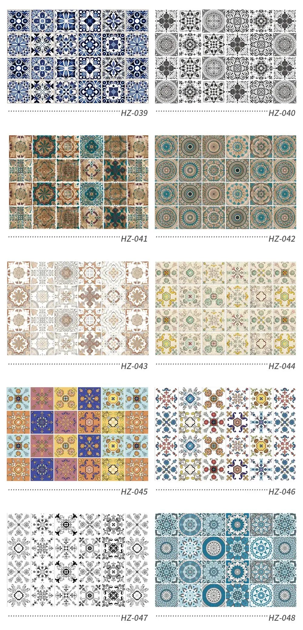 Simples Market tile sticker set, 24pcs, light-color, waterproof self-adhesive wall decals for kitchen and bathroom