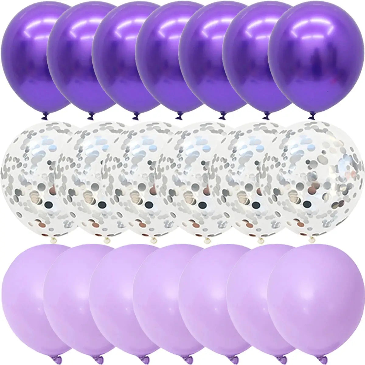 40 Pack Matte Confetti Balloons Silver White Purple For Wedding And Birthday Decor