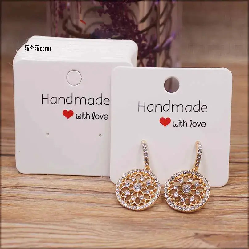 50 Pcs Paper Earring Cards Set Handmade Style Jewelry Cards 5x5cm 3x3cm 5x9cm 5x6.5cm 5x7cm Brown White DIY Packaging