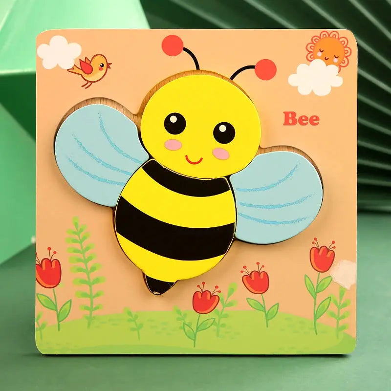 3D Wooden Puzzle For Kids Cartoon Animals And Traffic Theme Jigsaw Early Learning Cognition Toy