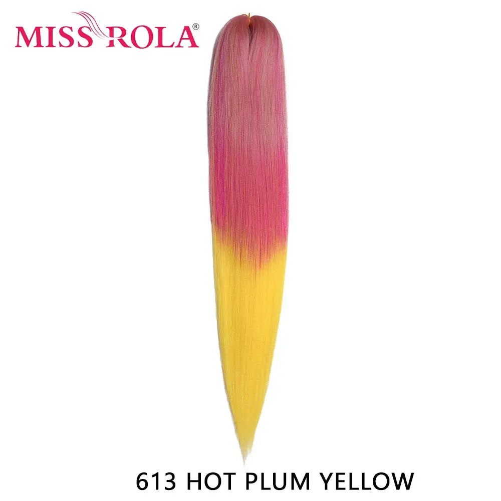 Miss Rola synthetic 30in Kanekalon hair braid pink-to-yellow gradient, pre-stretched jumbo extension, Simples Market
