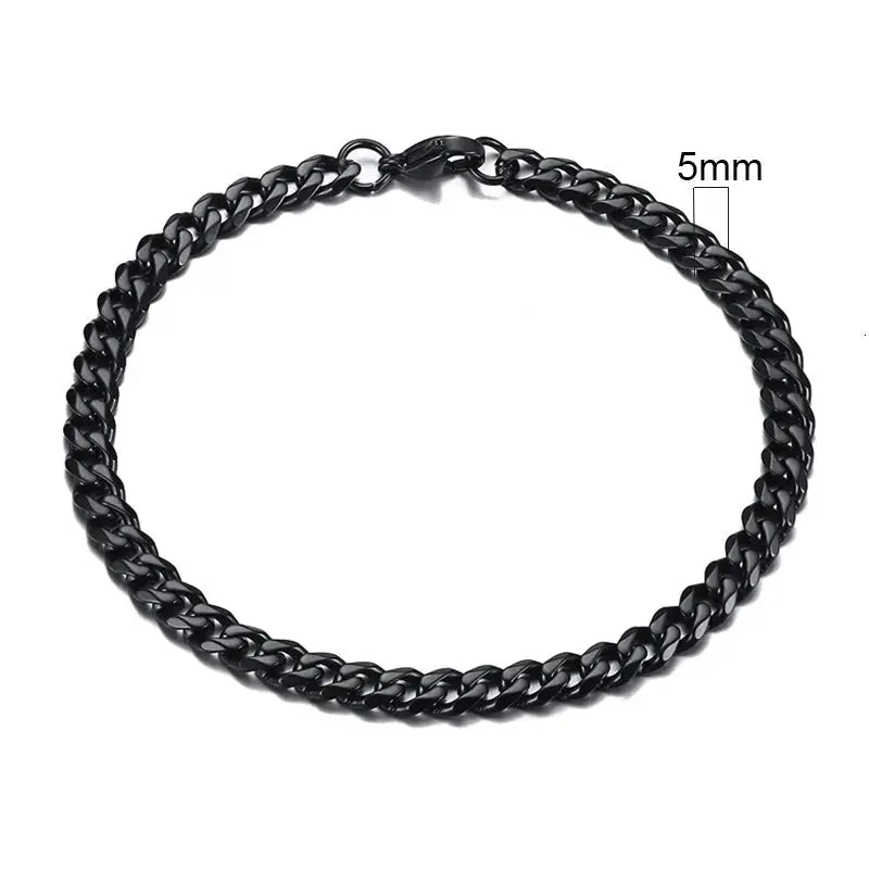 Vnox Stainless Steel Cuban Link Bracelet Unisex Curb Chain for Men and Women with Lobster Clasp