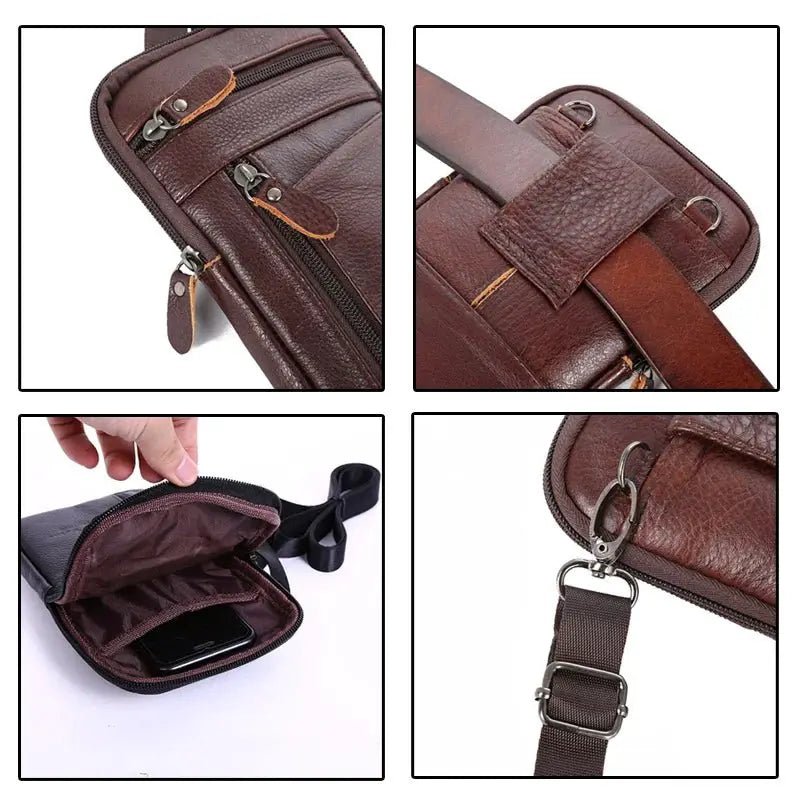 Vintage Leather Multifunction Phone Pouch and Waist Pack - Simples Market