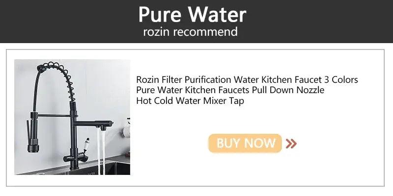 Rozin black and rose-gold spring pull-down kitchen faucet with dual spouts, deck-mounted