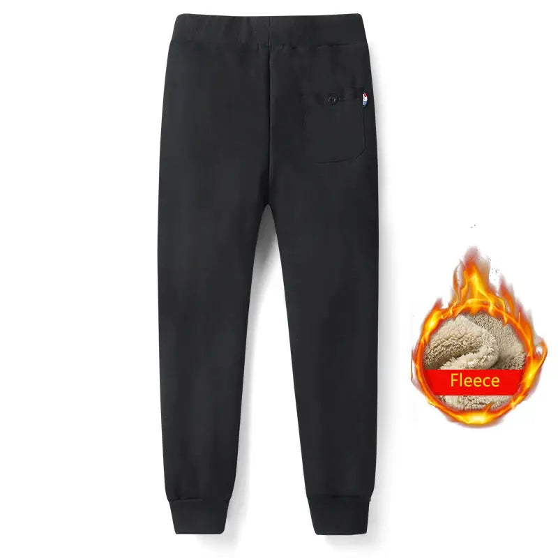 Simples Market men's black fleece sweatpants, winter warm joggers with back pocket, plus sizes 6XL-8XL