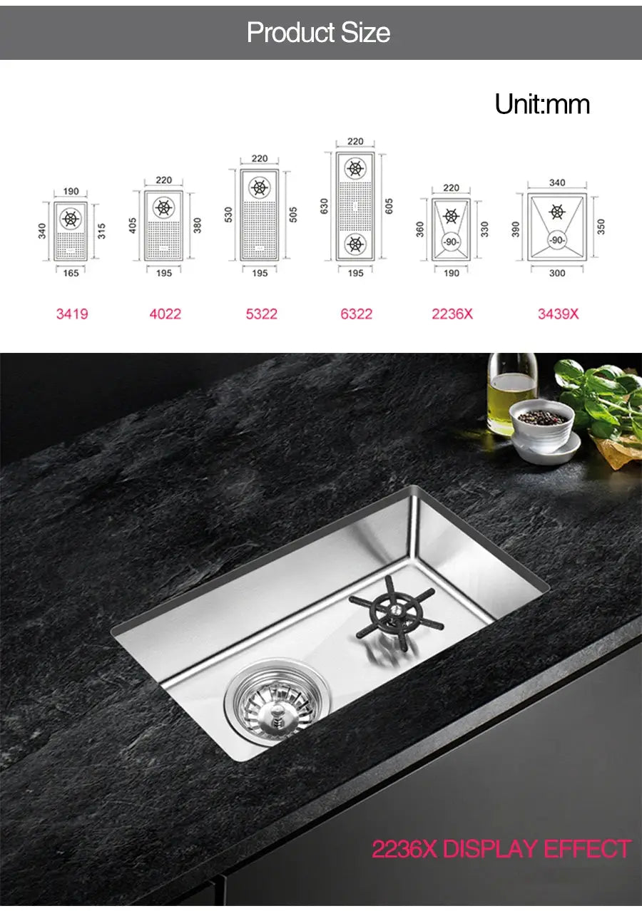Cup washer bar sink, 304 stainless steel, 4mm brushed finish, Simples Market for cafe milk tea shop