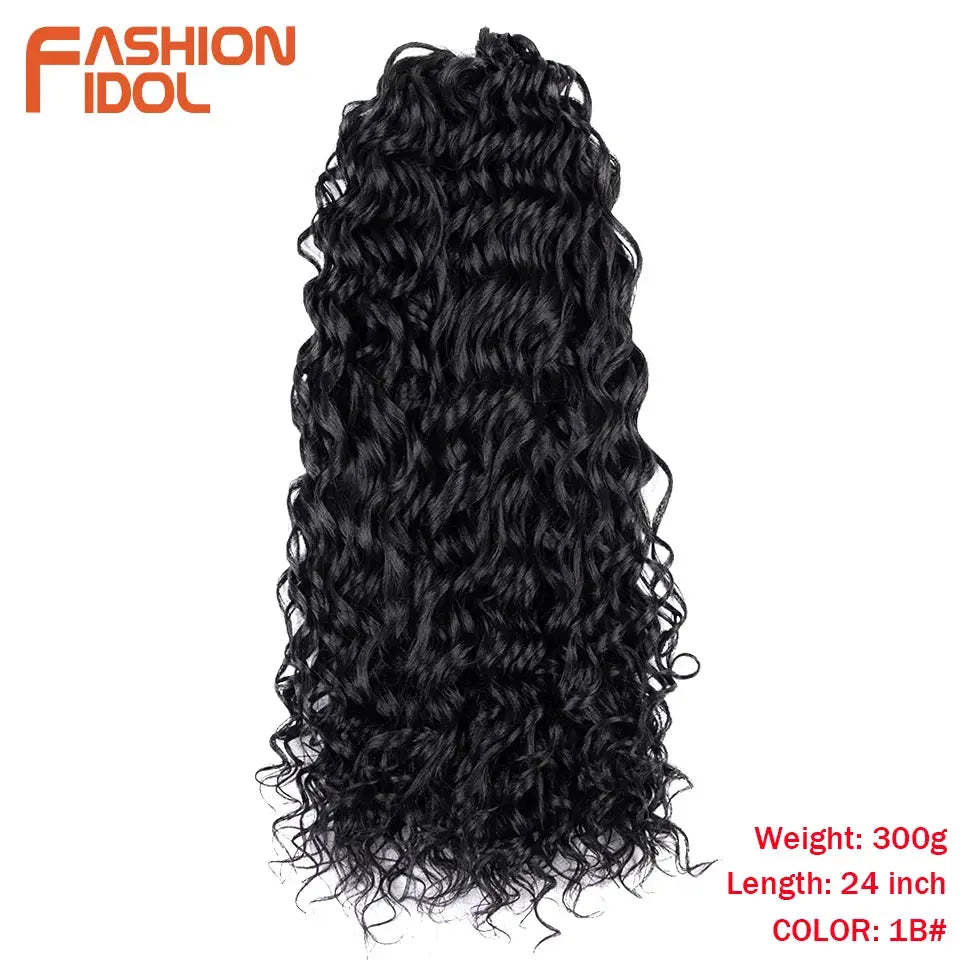 Jessica Hair Deep Wavy Twist Crochet Hair Extensions by Fashion Idol, color 1B, 24 inch
