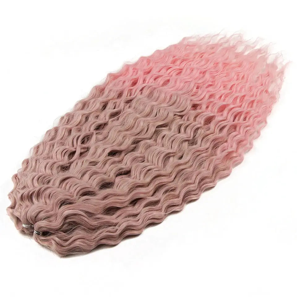 Ariel Hair synthetic twist crochet curly hair 24in water wave braid in pink ombre blonde-brown by Simples Market