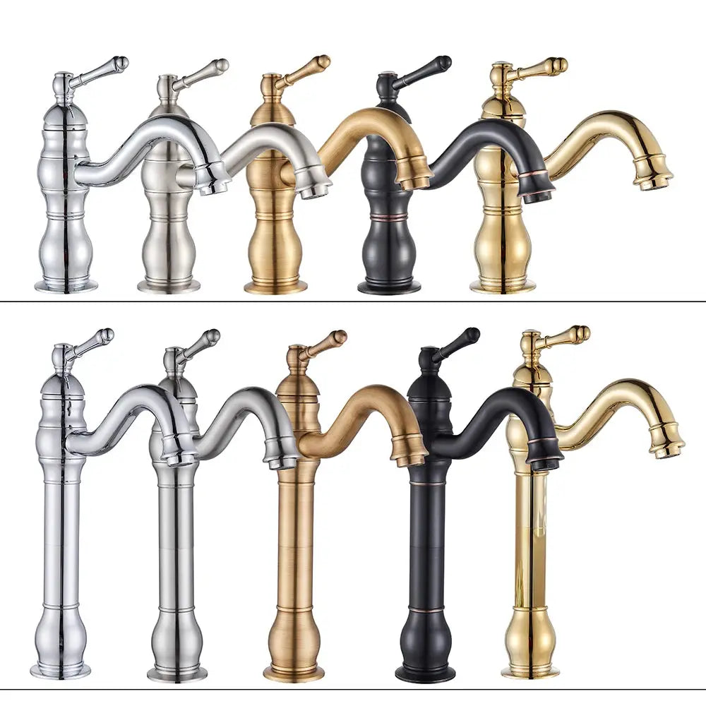 POIQIHY basin vessel sink faucet by Simples Market; deck-mounted one-hole cold/hot mixer, set of 6 finishes