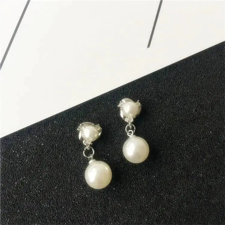 Pearl Drop Earrings For Women And Girls Simple Elegant Water Drop Jewelry Crystal Accents
