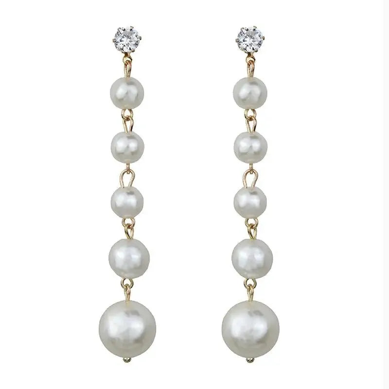 Pearl Drop Earrings For Women And Girls Simple Elegant Water Drop Jewelry Crystal Accents