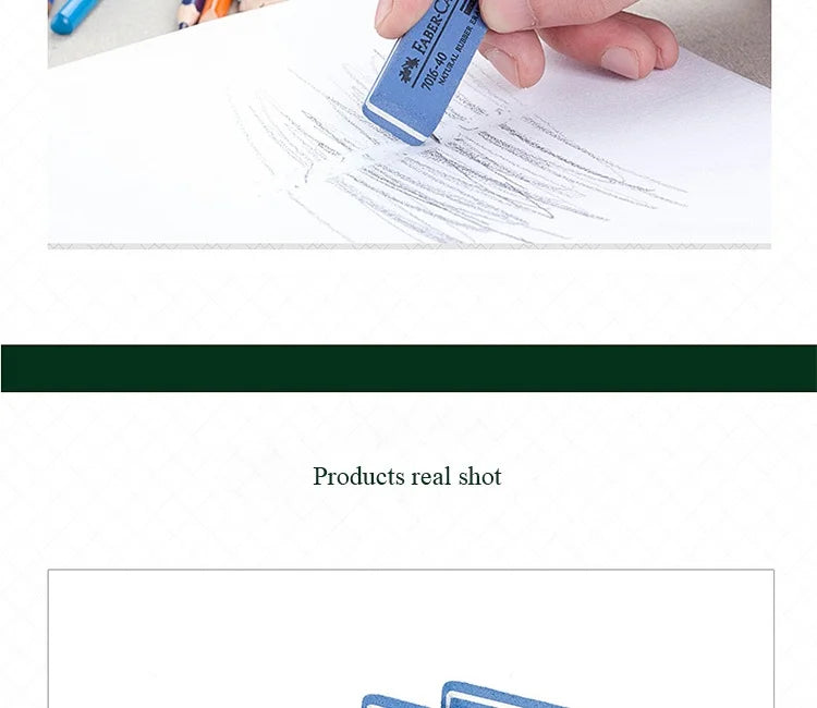 Faber-Castell natural rubber erasers, blue, 3-pack for gel/ink/ballpoint pens