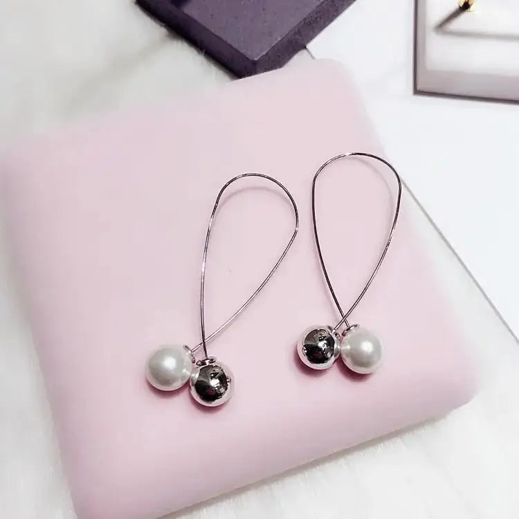 Pearl Drop Earrings For Women And Girls Simple Elegant Water Drop Jewelry Crystal Accents