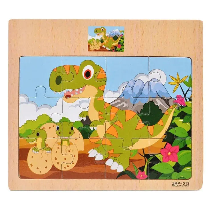 Wooden Puzzles For Kids 9 Or 12 Pieces Cartoon Vehicles And Animals Learning Educational Toys Gift For Children