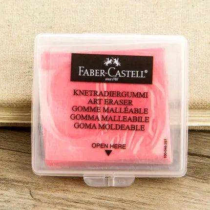Faber-Castell kneaded eraser in pink inside a clear plastic case, 1 pc