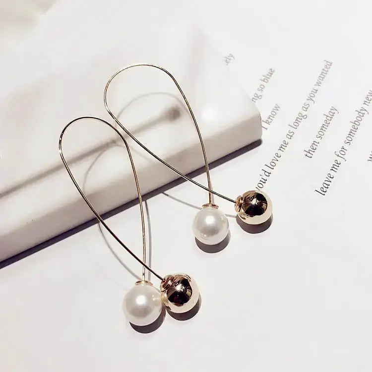 Pearl Drop Earrings For Women And Girls Simple Elegant Water Drop Jewelry Crystal Accents