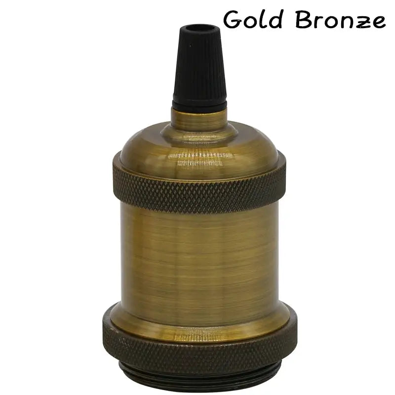 E27 lamp socket in gold-bronze finish for pendant lighting; industrial-style metal holder