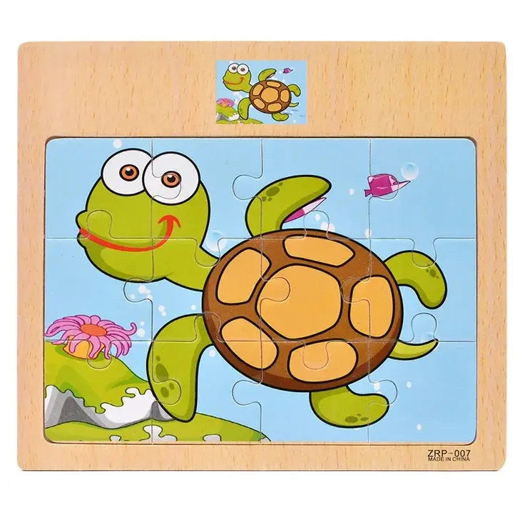 Wooden Puzzles For Kids 9 Or 12 Pieces Cartoon Vehicles And Animals Learning Educational Toys Gift For Children