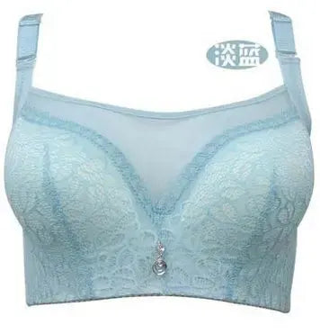 Blue lace push-up bra by Simples Market with lace cups and center pendant charm