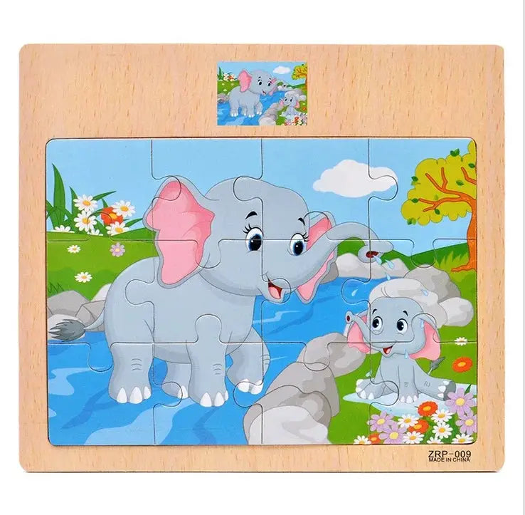 Wooden Puzzles For Kids 9 Or 12 Pieces Cartoon Vehicles And Animals Learning Educational Toys Gift For Children